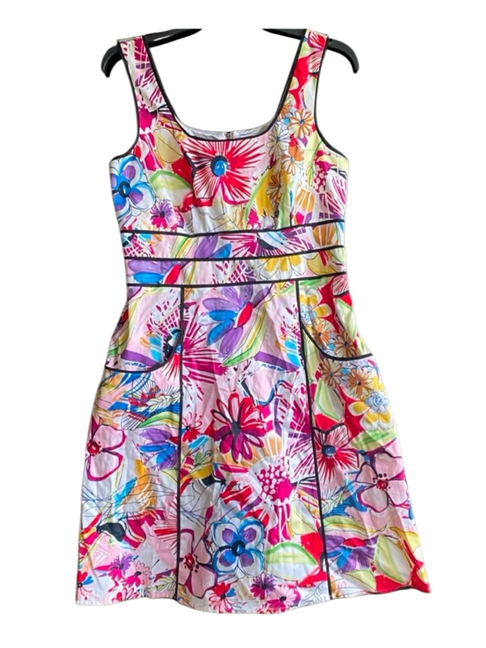 Spense Floral Print Cotton Sleeveless Dress with Pockets. Size 8